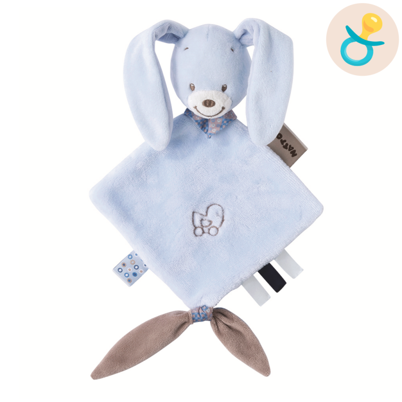  alex and bibou baby comforter rabbit blue beige  